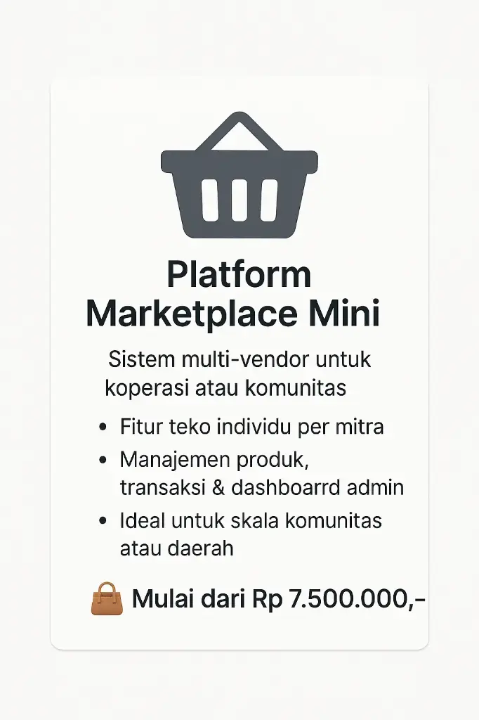 Platform Marketplace Mini Sistem multi-vendor untuk koperasi atau komunitas